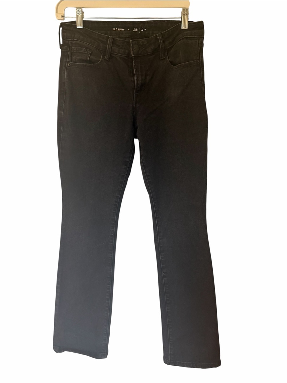 Old Navy Kicker Boot-Cut Black Jeans Mid Rise Size 6 Stretch